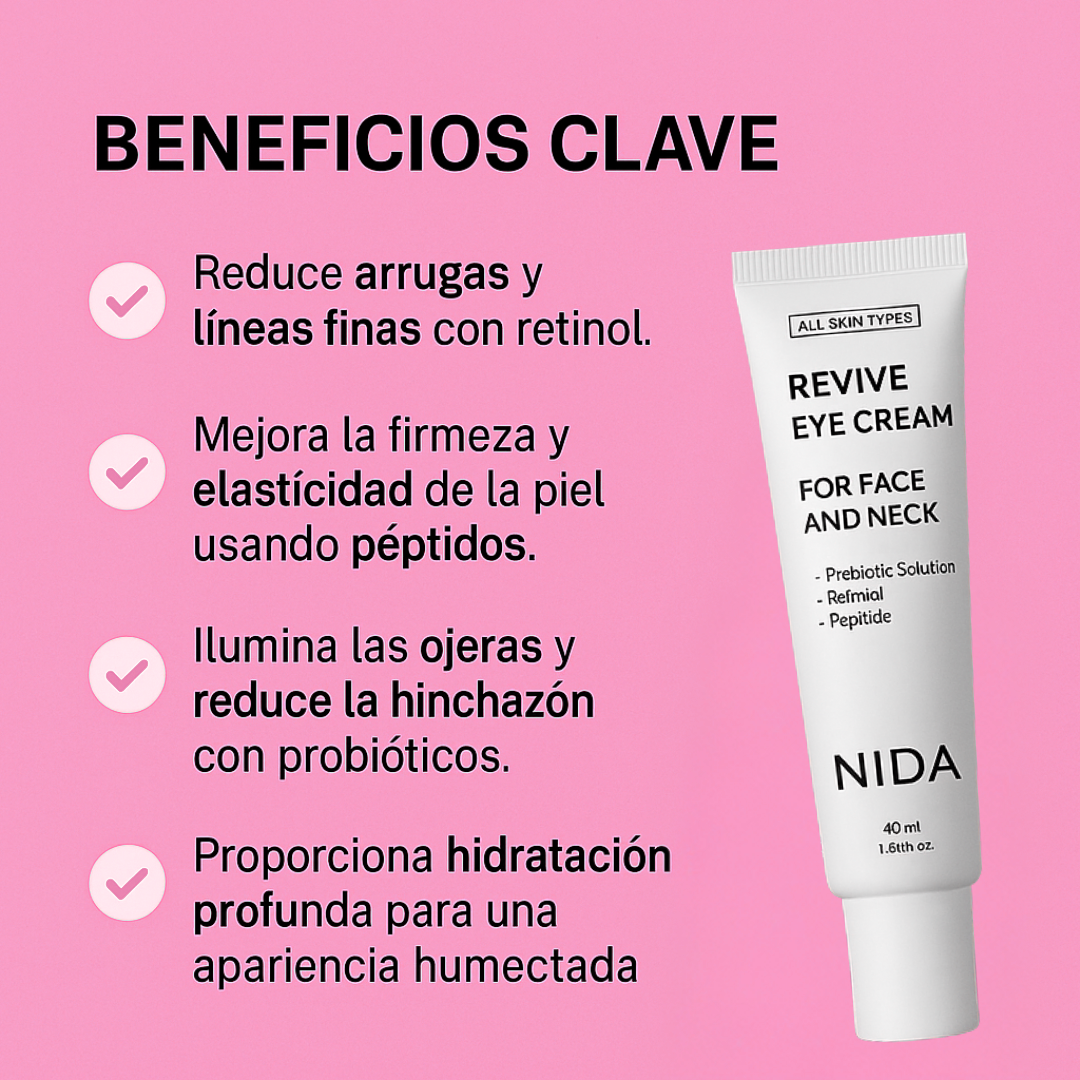 Pack AntiEdad | Crema Reafirmante para Ojos NIDA™ + Crema Reafirmante para Cuello y Escote NeckLuxe™